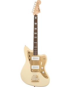 Squier 40th Anniversary Jazzmaster, Gold Edition, Laurel Fingerboard, Gold Anodized Pickguard in Olympic White