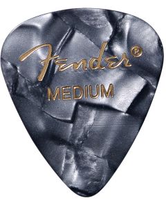 Fender Premium Celluloid 351 Shape Picks, Medium, Black Moto, 12-Pack