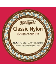 D'Addario Nylon Classical Guitar Single String, Normal Tension, Third String J2703