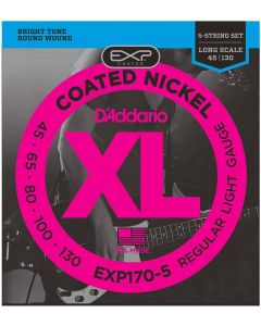 D'Addario EXP170-5 Coated 5-String Bass Guitar Strings, Light, 45-130, Long Scale