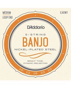 D'Addario EJ61NY 5-String Banjo Strings, NY Steel, Medium 10-23