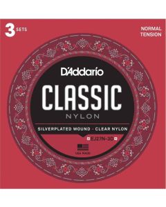 D'Addario EJ27N Student Nylon Classical Guitar Strings, Normal Tension, 3 Sets