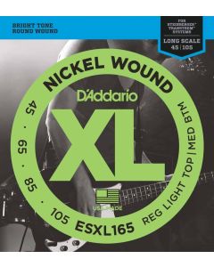 D'Addario ESXL165 Nickel Wound Bass Guitar Strings, Medium, 45-105, Double Ball End, Long Scale