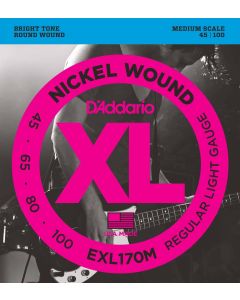 D'Addario EXL170M Nickel Wound Bass Guitar Strings, Light, 45-100, Medium Scale