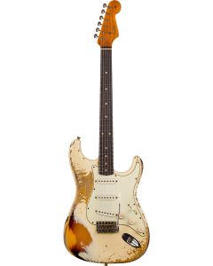 Fender Custom Shop Limited Edition '59 Strat - Super Heavy Relic in Aged Vintage White Over Chocolate 3-Color Sunburst