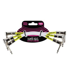 Ernie Ball Angle Patch Cable 3 Pack, White, 15cm Length