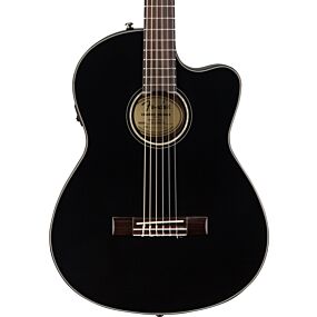 Fender CN-140SCE Nylon Thinline, Walnut Fingerboard in Black w/case