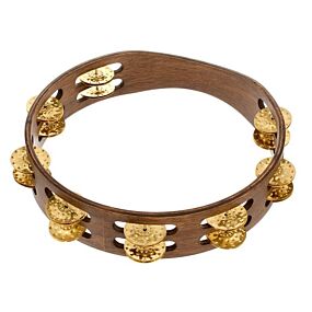Meinl Percussion TA2VWB Traditional Wood Series Tambourine Dual Row Hammered Brass Jingles 10"
