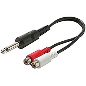 AMS 6 Inch Y Cable 1/4 Inch Jack Male to 2 RCA Female