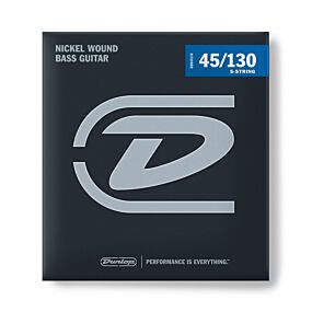 Jim Dunlop DBN45130  Nickel Wound Steel 5 String  Bass Guitar Strings, 45 - 130 Gauge