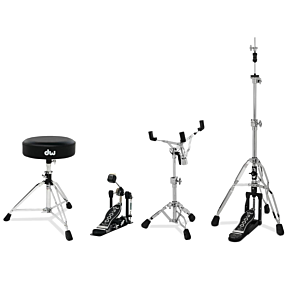 DW 3000 Series Single Pedal, 3-leg Hi-Hat Stand, Snare Stand & Stool Hardware Pack