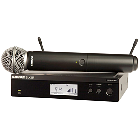 Shure Wireless 1/2R Handheld System BLX2 Tx; SM58 Mic; BLX4R Rx Auto Setup 614-638MHz
