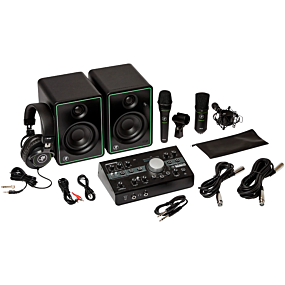 Mackie Studio Bundle CR3-X Monitors Big Knob Studio Monitor Controller/Interface EM89D Dynamic Mic EM91C Condenser Mic & MC-100 Headphones