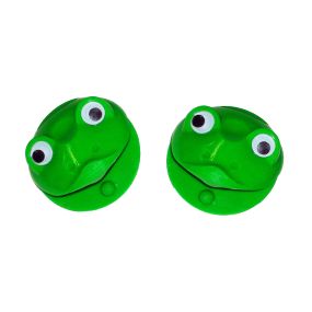 Mano Percussion Frog Shape and Eyes Green Finger Castanets Pair
