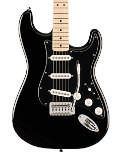 Squier FSR Squier Sonic Stratocaster, Maple Fingerboard, Black Pickguard in White Plastic Parts, Black