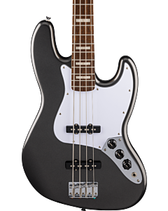 Squier FSR Affinity Series Active Jazz Bass, Laurel Fingerboard, White Pickguard in Charcoal Frost Metallic