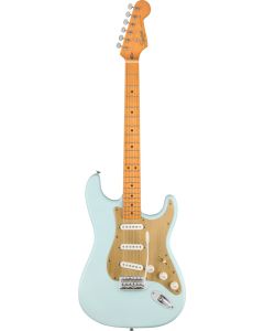 Squier 40th Anniversary Stratocaster, Vintage Edition, Maple Fingerboard, Gold Anodized Pickguard in Satin Sonic Blue