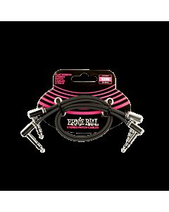 Ernie Ball 12” Flat Ribbon Stereo Patch Cable 2 Pack in Black