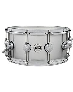 DW Collector's Series Thin 1mm Rolled Aluminum Collector's Series 6.5"x14" Snare - Matte Grey Powder Coated with Chrome Hardware
