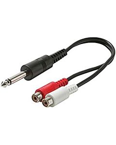 AMS 6 Inch Y Cable 1/4 Inch Jack Male to 2 RCA Female