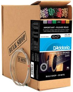 D'Addario EXP11 Coated Acoustic Guitar Strings, 80/20, Light, 12-53, 25 Sets