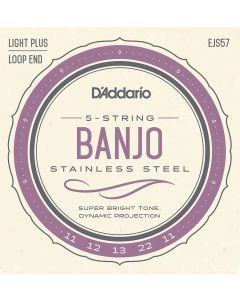 D'Addario EJS57 5-String Banjo Strings, Stainless Steel, Custom Medium, 11-22