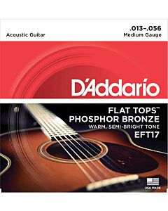 D'Addario EFT17 Flat Tops Phosphor Bronze Acoustic Guitar Strings, 13-56