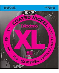 D'Addario EXP170SL Coated Bass Guitar Strings, Light, 45-100, Super Long Scale