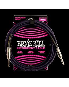 Ernie Ball 10ft Braided Straight to Straight Instrument Cable in Purple Black