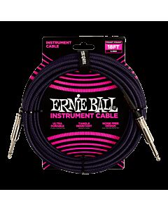 Ernie Ball 18ft Braided Straight to Straight Instrument Cable in Purple Black