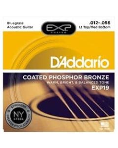 D'Addario EXP19 Coated Phosphor Bronze Acoustic Guitar Strings, Light Top/Medium Bottom/Bluegrass, 12-56
