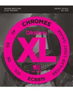 D'Addario ECB81S Chromes Bass Guitar Strings, Light, 45-100, Short Scale