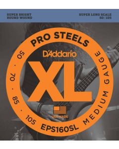 D'Addario EPS160SL ProSteels Bass Guitar Strings, Medium, 50-105, Super Long  Scale