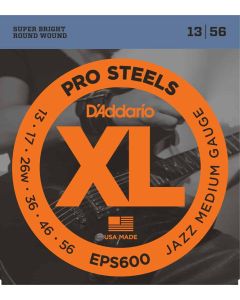 D'Addario EPS600 ProSteels Electric Guitar Strings, Jazz Medium, 13-56