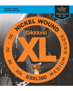 D'Addario ESXL160 Nickel Wound Bass Guitar Strings, Medium, 50-105, Double Ball End, Long Scale
