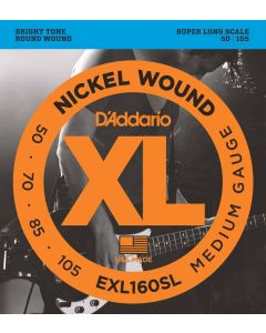 D'Addario EXL160SL Nickel Wound Bass Guitar Strings, Medium, 50-105, Super Long  Scale