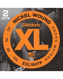 D'Addario EXL160TP Nickel Wound Bass Guitar Strings, Medium, 50-105, 2 Sets, Long Scale