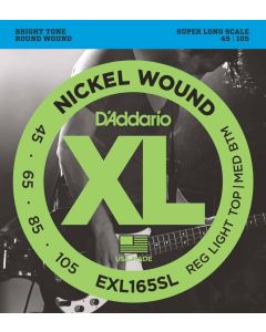D'Addario EXL165SL Nickel Wound Bass Guitar Strings, Custom Light, 45-105, Super Long Scale