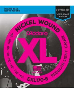 D'Addario EXL170-8 8-String Nickel Wound Bass Guitar Strings, Light, 32-130, Long Scale