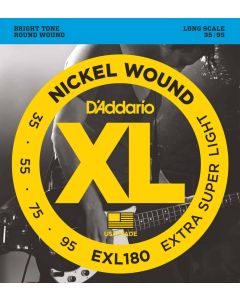 D'Addario EXL180 Nickel Wound Bass Guitar Strings, Extra Super Light, 35-95, Long Scale