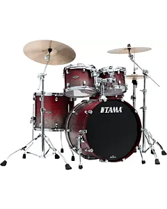 The TAMA Starclassic Walnut/Birch 4-piece Shell Pack with 22" Bass Drum in - Satin Burgundy Fade (SGF) - No Hardware Included