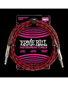 Ernie Ball 10ft Braided Straight Straight Inst Cable Red Black