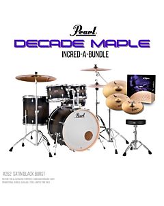 Pearl Decade Maple 22" Fusion Plus Drumkit Increda-Bundle in Satin Black Burst
