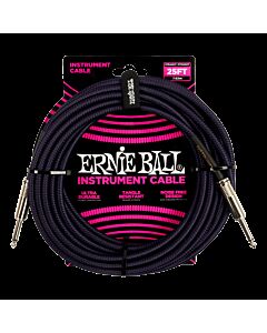 Ernie Ball 25ft Braided Straight to Straight Instrument Cable in Purple Black