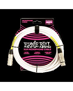 Ernie Ball 20ft Male Female XLR Microphone Cable in White