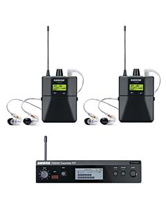 Shure PSM300 Twin Wireless System 584-608 MHZ includes 2X P3RA Bodypacks & 2X SE215-CL