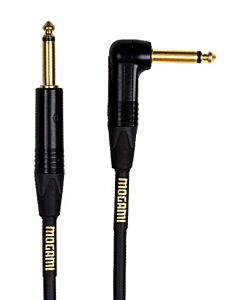 Mogami 25 ft Gold Straight End to Right Angle Instrument R Cable
