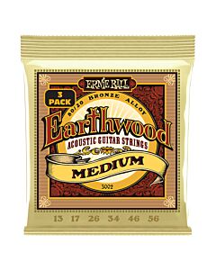 Ernie Ball Earthwood Medium 80/20 Bronze Acoustic Guitar Strings 3 Pk 13-56 Gauge