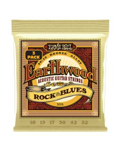 Ernie Ball Earthwood Rock & Blues 80/20 Bronze Acoustic Guitar Strings 3 Pk 10-52 Gauge