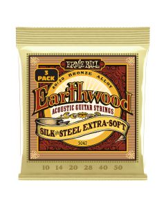 Ernie Ball Earthwood Silk and Steel Extra Soft 80/20 Bronze Acoustic Guitar Strings 3 Pk 10/50